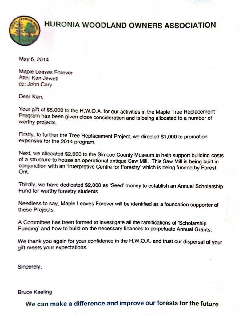 HWOA Letter May 2014