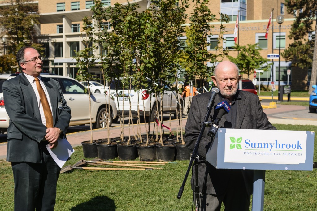 MLF Founder Ken Jewett speaks at maple tree planting, Sunnybrook Hospital