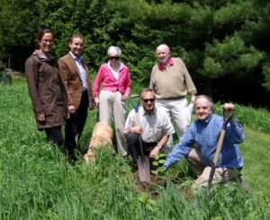 The planting crew - from left to right: Shelley Hunt, Rene Van Acker, Edie Jewett, Mike Fisher, Ken Jewett and Carl Mansfield.
