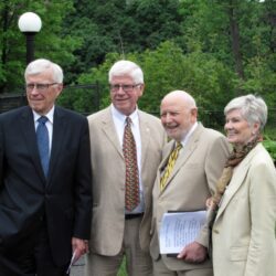 Left to right - Russell Mills, David Tilson, MP., Dufferin-Caledon, Ken and Edie Jewett, MLF.